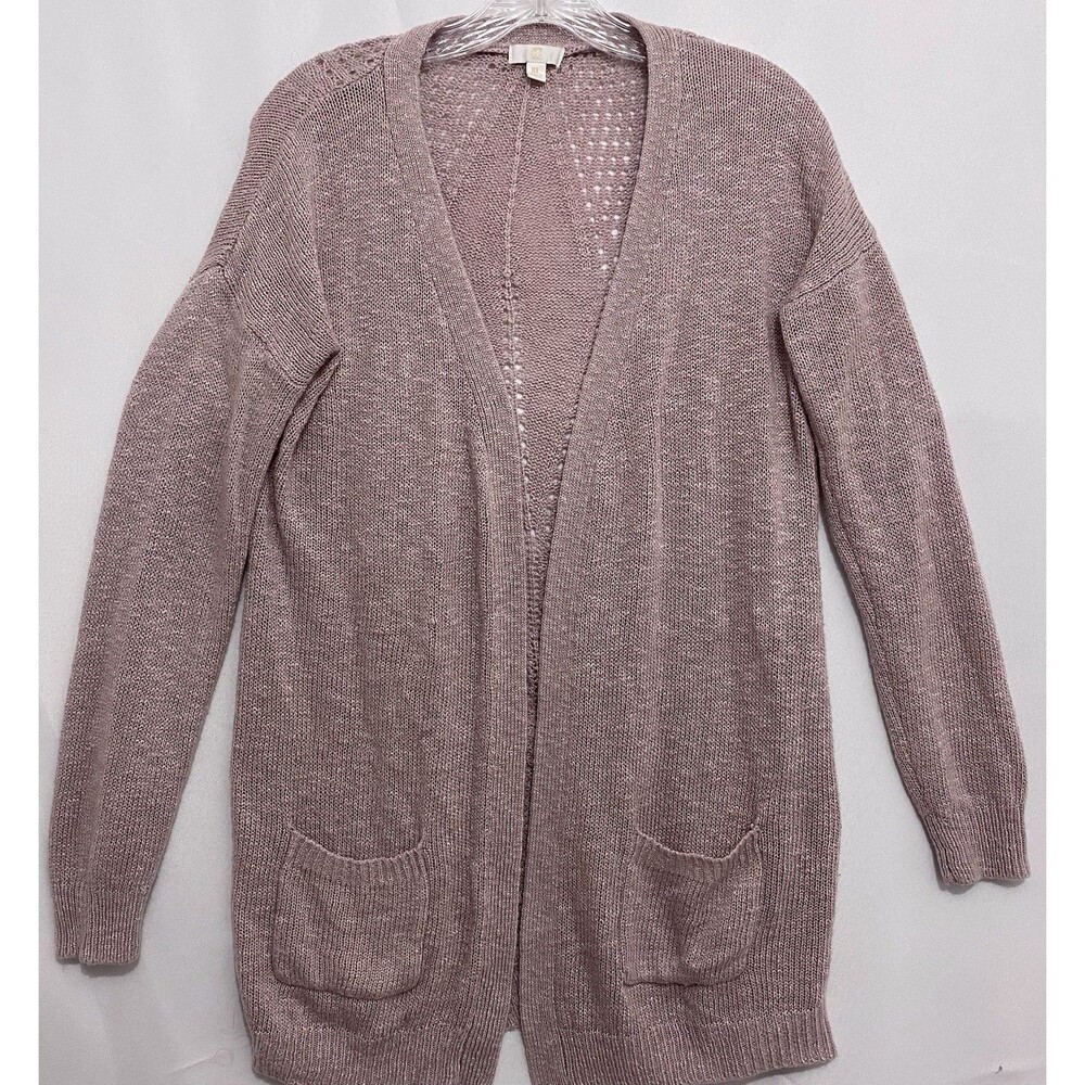 C Women’s XL Lilac Open Front Long Cardigan Sweater Pockets